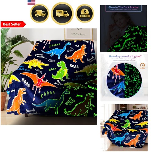 Dinosaur blanket kids glow - dinosaur,