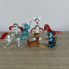 Vantage 1950s Hand Blown Glass Animals Lot  ITALIAN MURANO Dog Elephant Cat Deer