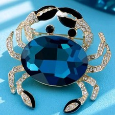 Elegant Crab Brooch  Sparkling