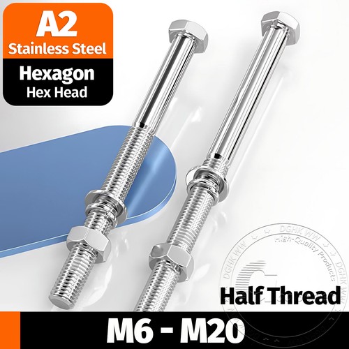 Stainless half threaded - half,