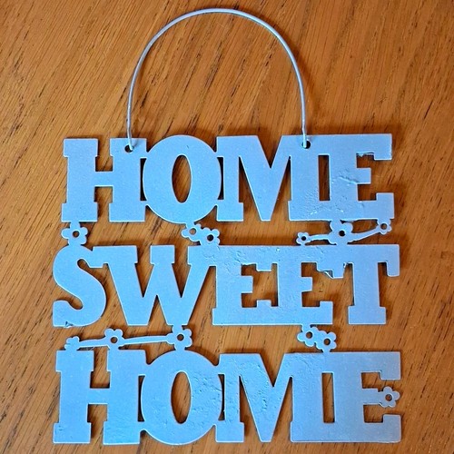 White painted wooden hanging - white,