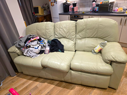 Green leather seater sofa - green, 3