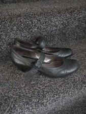 Gabor Ladies Block Heel Shoes Size 4 Black Leather