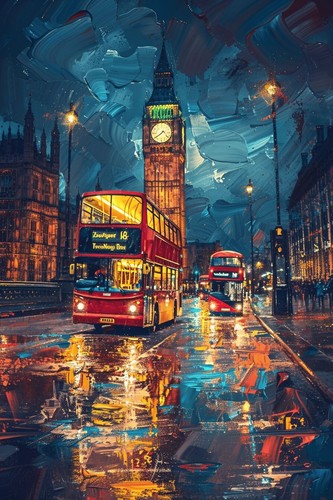 London big ben red bus - ben, canvas