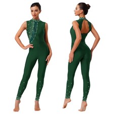 UK Women's Turtleneck Long Sleeve Full Body Leotard Gymnastics Ballet Dancewear