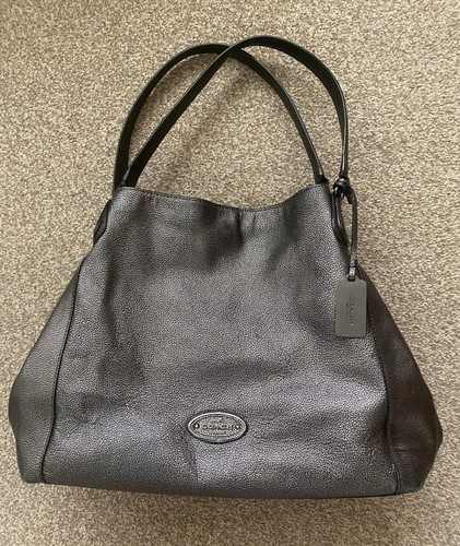 Coach leather pewter - leather, metallic
