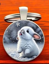 Cute Snowflake Rabbit Round