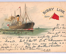 GB KEVII USED *EGYPT* PAQUEBOT Port Said 1908 Art Postcard BIBBY LINE Ship WP87