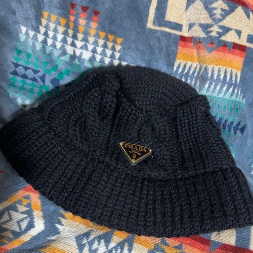 Prada knit beanie hat black - prada,