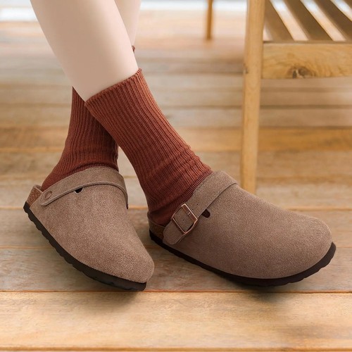 Women suede clogs cork footbed - suede,