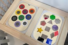 FLISAT/ TROFAST Coloured Shape Sorting Table Insert. Sensory play table. IKEA. N