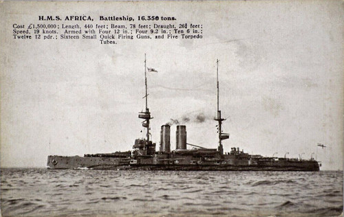 Postcard battleship hms africa - postcard,