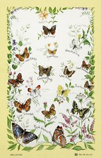 Floral butterflies tea towel - floral,