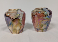 Pair of J Fryer Ltd. Old Court Ware Mini Lustre Vases