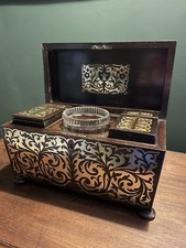 Antique Regency Brass Inlaid Rosewood Sarcophagus Tea Caddy