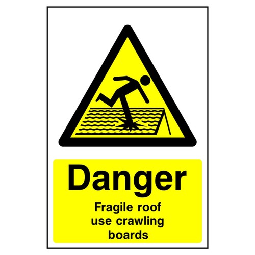 Danger fragile roof - fragile,