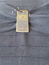 Ladies Little Black Party Dress Uk M QED London Black/Silver Metalic Fibres