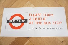 1975 Please Form a Queue at the Bus Stop London Transport Bus Poster 