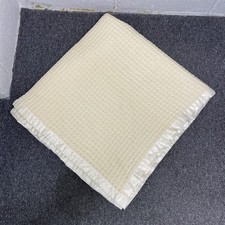 Vintage Early's Of Witney Bladon Merino Wool Waffle Weave Blanket Satin Edge PK