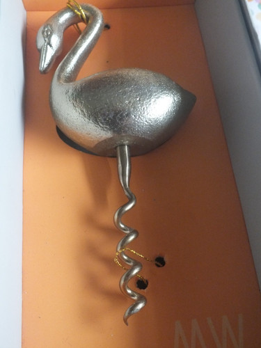 Cork screw silver toned - cork,