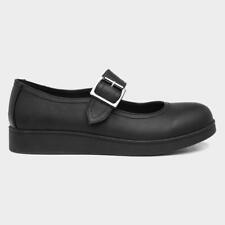 LADIES/GIRLS BLACK  BUCKLE BAR SHOES PUMPS DOLLY MARY JANE FLAT WORK SCHOOL