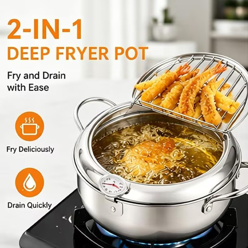 Stainless steel deep fryer - stainless, pot