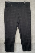 Dunlop Dark Grey Check Golf Trousers Mens W40” L31” Lightweight Zip Fly
