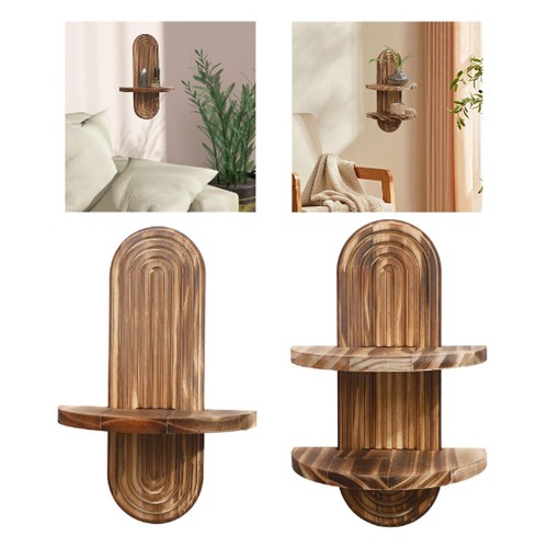 Oval wall shelf wooden display - wall,