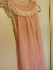 Vintage Nylon Double Layer Nightdress With Lace