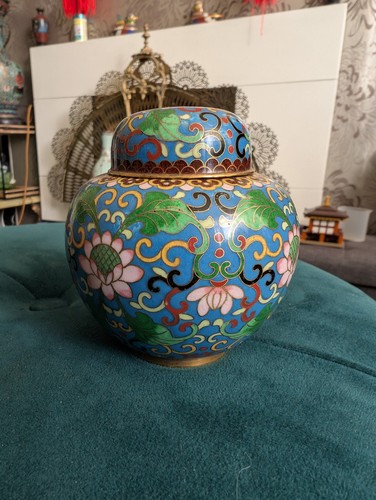 Chinese cloisonné lidded jar - cloisonné,