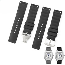 High Quality Rugged Silicone Watch Band Straps Mens for Cartier Santos 100 23mm