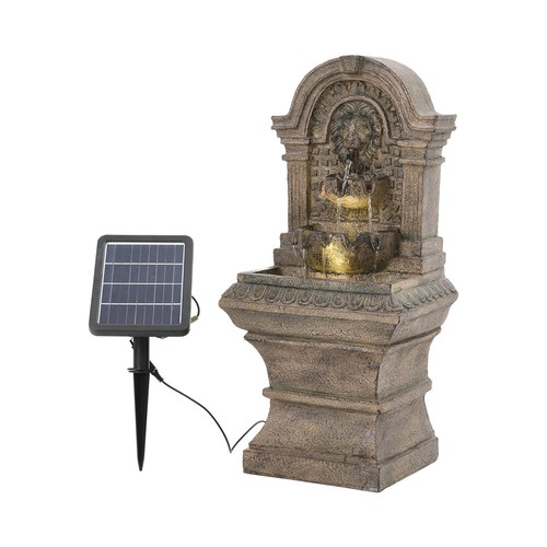 Large lion stone pillar solar - large,