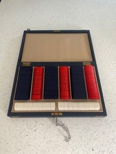 Vintage Beautiful Mudie & sons New Bond Street poker chips with locking lid rare