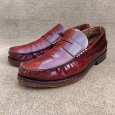 Loake Princeton Leather Moccasin Loafers Mens UK 11 F Wide Hand Crafted Burgundy