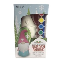 Paint Your Own Garden Gnome Statue 8” Ceramic 6 Paint Colors Kids Craft New 2020