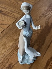 Lladro Girl Feeding Duck Geese