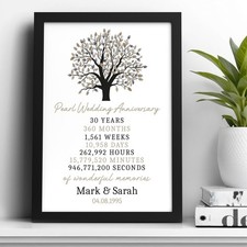 Personalised 30th Pearl Wedding Anniversary Gifts 30 Years A5 A4 Print