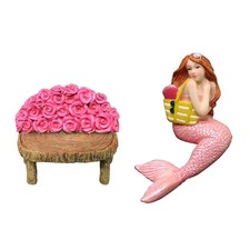 1 Set Mermaid with Chair Statue Resin Mermaid Figurine Home Desktop Decoration