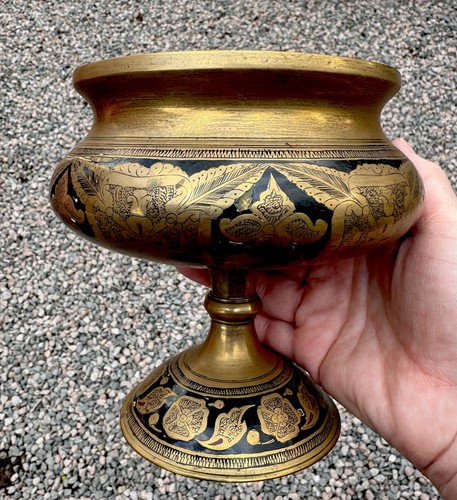 Vintage indian brass footed - vintage,