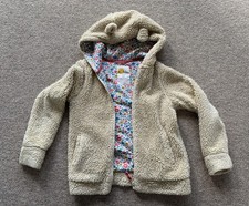 Mini Boden Girls Borg Fleece Jacket + Ears 9-10 yrs cream Liberty floral lining