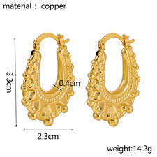 9ct Gold Filled Gypsy Style Creole Hoops, Chunky 50mm Large Spike Hoop Earrings