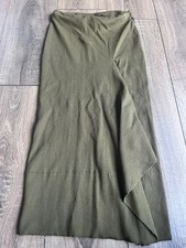 BNWOT- Olive Green Ribbed Long Skirt With Split At Front - S - Zara