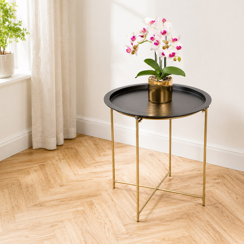 Black round tray side - black,