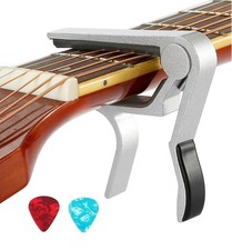 Guitar Capo - Silver Quick Release Trigger Clamp With 2 Picks