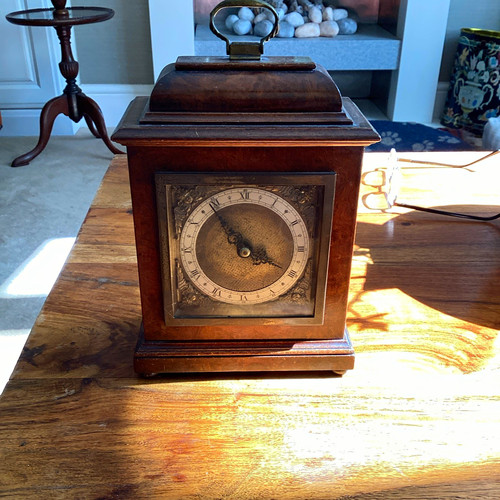 Vintage walnut cased mantle - vintage, walnut-cased