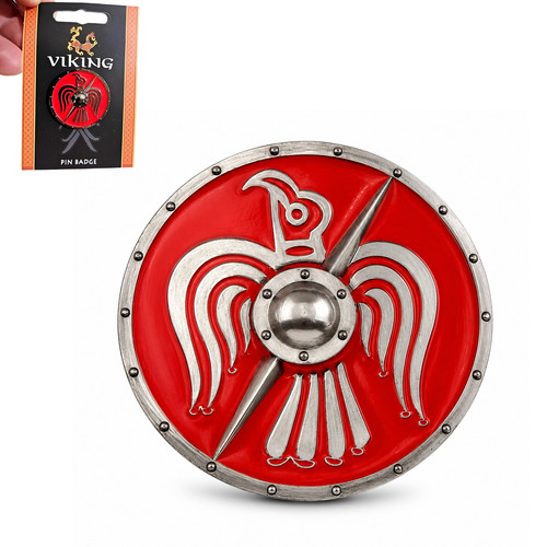 Odins raven shield pin badge - raven,