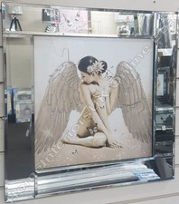 Rose gold Angel wings wall art pictures with liquid art crystals mirror frames 