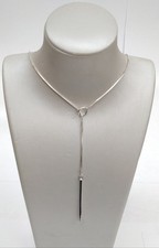 Sterling Silver 925 Necklace Slide Lariat Style Long Bar Design Contemporary 