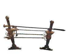 Vintage Brass Fireplace Andirons Set with 4 Tools – Decorative Fire Dogs – 25cm