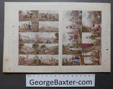 Le Blond - George Baxter Process uncut sheet of TWENTY needle box prints 1850's
